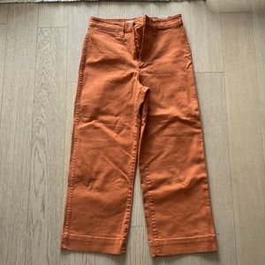 Madewell Slim Emmett Wide-Leg Crop Rust NWT